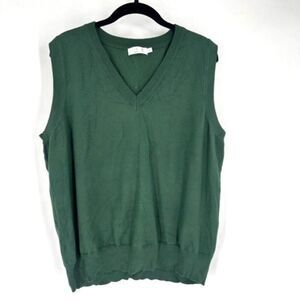 Eimin Women’s Forest Green Stretch V Neck Swester Vest Size‎ 3XL Preppy Oxford